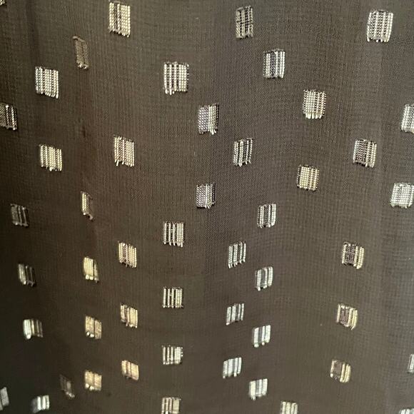 Calligraphie Black Lace Trim Metallic Clip Dot Sheer Blouse MED Whimsygoth Fairy - Picture 6 of 9